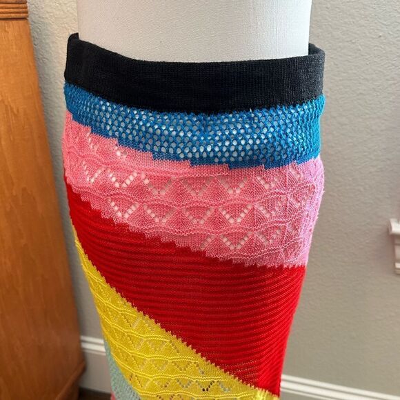 NWT STAUD Centre Rainbow
Crochet Asymmetric Midi Skirt - Picture 8 of 10